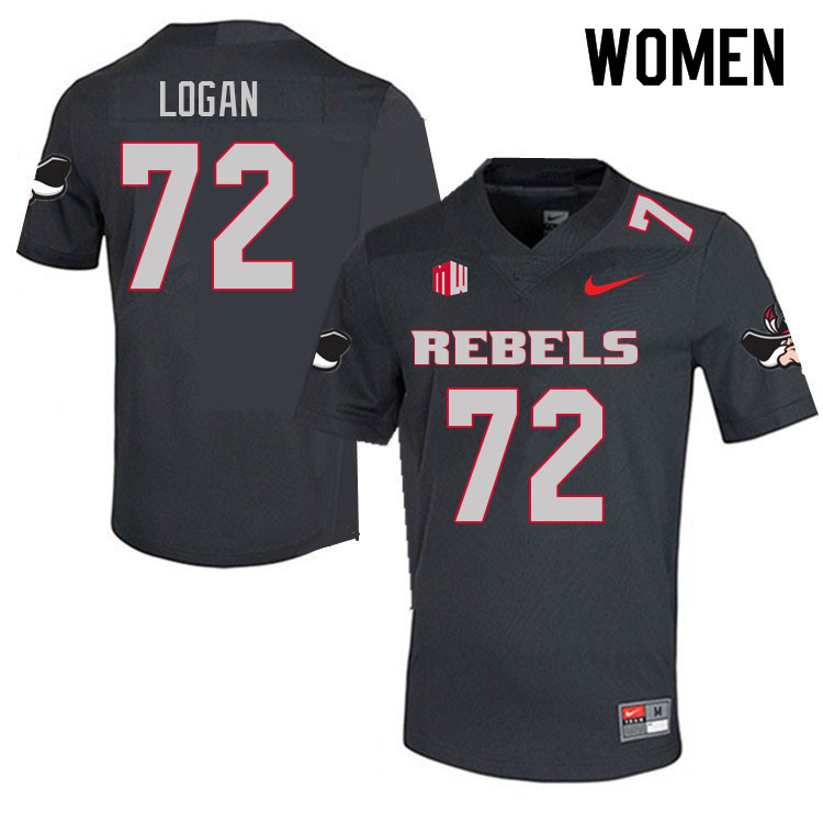 Women #72 Brandon Logan UNLV Rebels College Football Jerseys Sale-Charcoal - Click Image to Close